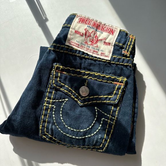 True Religion Denim - ✅Sold✅ True Religion Jeans Joey Big T Vintage USA Dark Wash Contrast Stitch